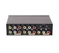 DTECH Powered 1 in 4 Out 3 RCA Splitter Box 4 Port AV Splitter 4 Way Composite Video Audio Distribution Amplifier with Power