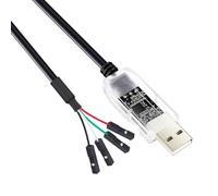DTECH USB to TTL Adapter 3.3V 4 Pin USB to UART Debug Cable Prolific Chip LED Indicators PL2303 IC Serial Converter Output 3.3 Volt for Windows 11 10 8 7 XP MAC Linux Easy Debugging Programming (1.8M)