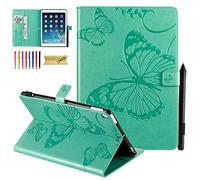 Dteck Case for 10.2-Inch iPad 9th/8th/7th Generation - Pretty Butterfly Premium Leather Folio Stand Shockproof Case with Auto Wake/Sleep Smart Cover, Green