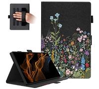 Dteck Case for Galaxy Tab S10/ S9/ S8 Ultra, Premium PU Leather Folding Smart Kickstand Auto Wake/Sleep Cover with S Pen Holder, Flowers