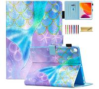 Dteck Case for iPad 9th 8th 7th Generation 10.2" 2021 2020 2019, Slim Folio Stand Premium PU Leather Shockproof Soft Cover with Pencil Holder, Smart Auto Wake/Sleep - Beautiful Mermaid