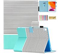 Dteck Case for iPad 9th/8th/7th Generation 10.2 inch 2021/2020/2019, Slim Premium Leather Folding Stand Shockproof Wallet Cover with Smart Auto Wake/Sleep & Pencil Holder, Mint Stripe
