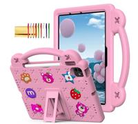 Dteck Case for iPad Air 13",iPad Pro 13" 2024 M4 Kids Case,iPad Pro 12.9 Case 6th/5th/4th/3rd Gen,Strawberry Panda Shockproof Rugged Lightweight Convertible Stand Handles Kids Friendly Case,Pink