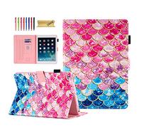 Dteck Case for iPad Air 2/1 2014 2013, iPad 9.7" 2017/2018 Case - Protective Leather Folio Case with [Auto Sleep Wake] Fold Stand Magnetic Cute Case for 9.7-Inch iPad 6th/5th Generation, Mermaid Wall