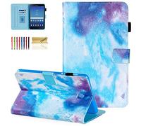 Dteck Case for Samsung Galaxy Tab A 8.0 2018 SM-T387 Verizon/Sprint/T-Mobile, Slim Folio Stand Premium Leather Wallet Cover with Photo Slot for Samsung Galaxy Tab A 8.0 Tablet SM-T387, Blue Marble