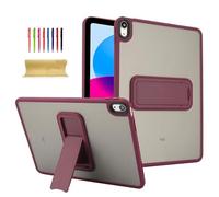 Dteck Clear Case for iPad 11th Gen (A16) 11" 2025, iPad 10th Generation Case 10.9" 2022 with Kickstand and Stylus, Hard Plastic Back Shock-Absorbing TPU Frame Protective Slim Transparent Cover, Red