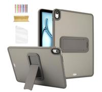 Dteck for Apple iPad Pro 13-inch (M4) 2024 Release Clear Case with Foldable Kickstand, Screen Protector Film and Stylus, Slim Fit Thin Lightweight Protective Shockproof Transparent Back Cover, Gray