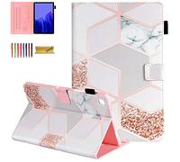 Dteck for Galaxy Tab A7 Tablet Case 10.4" 2022/2020, SM-T500/T503/T509 Case, PU Leather Protective Folio Cover with Card Slots & Adjustable Stand Function, Lightweight Cute Slim Fold Cover (Gold Gird)