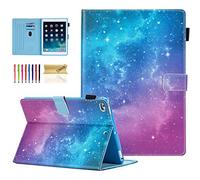 Dteck for iPad 6th/5th Generation Case 9.7" 2018/2017, Air 2/1 Case 9.7-Inch 2014/2013, Protective Folio Case with Stand/Auto Sleep Wake Function, Built-in Card Slots, PU Leather Cute Cover (Galaxy)