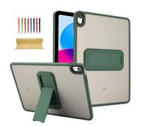 Dteck for iPad (A16/10th Generation) Clear Case 11"/10.9" 2025/2022 Release with Kickstand and Stylus, Hard Plastic Back Shock-Absorbing TPU Frame, Protective Lightweight Slim Transparent Cover, Green