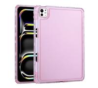 Dteck for iPad Air 11" (M3/M2) Clear Case 2025/2024 with Charging Pencil Holder Slot, Screen Protector Film/Stylus Included, Transparent Back Protective Lightweight Slim Cover for Women Men, Pink