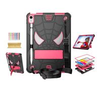 Dteck for iPad Air (3rd Generation) 2019/iPad Pro (2017 Release) Hard Case 10.5" with Kickstand, Shoulder Strap/Screen Protector Film/Stylus Included, Shockproof Cute Spider Kid's Cover, Black/Rose