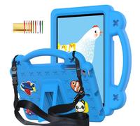Dteck for iPad mini 5th Generation/iPad mini 4 3 2 1 Kids Case 7.9" with Kickstand/Handle, Built-in Pencil Holder, Animal/Car Cartoon Cute Shockproof Lightweight Hard Cover with Shoulder Strap, Blue