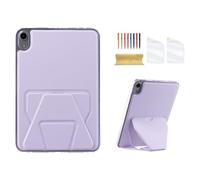 Dteck for iPad mini 8.3" (A17 Pro/6th Generation) 2024/2021 Release Tablet Back Cover with Kickstand, 2 Screen Protector Films/1 Stylus Included, Ultra Thin Slim Lightweight Protective Case, Purple