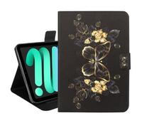 Dteck for iPad mini 8.3" (A17 Pro), Mini (6th Gen) 8.3-inch Slim Smart Folio Case with Auto Sleep Wake, Stand, Card Slots, Ultra Thin PU Leather Protective Cute Cartoon Flip Cover, Gold Butterfly