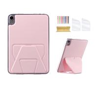 Dteck for iPad mini 8.3-inch (A17 Pro/6th Generation) 2024/2021 Release Tablet Back Cover with Kickstand, 2 Screen Protector Films/1 Stylus Included, Ultra Thin Slim Lightweight Protective Case, Pink