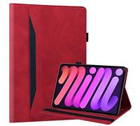 Dteck for iPad mini (A17 Pro/A15) 7/6th Generation Case 2024/2021 Release (8.3-Inch), PU Leather Protective Case with Auto Sleep Wake & Stand Function/Card Slots/Pocket, Lightweight Folio Case, Red