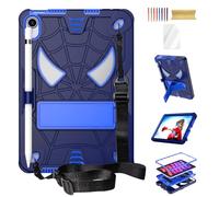 Dteck for iPad Mini (A17 Pro), Mini 6 (6th Gen) 8.3" Kid-Friendly Shockproof Case with Kickstand/Pencil Holder/Shoulder Strap, 3 Layers Drop Proof Protective Cute Spider Rugged Hard Tablet Cover, Blue
