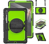Dteck for Samsung Galaxy Tab S8 Ultra 2022 Tablet 14.6" Case with Buit-in Screen Protector, Military Grade Shockproof Case w/360 Rotating Hand Strap & Kickstand for Samsung Tab S8 Ultra 14.6"- Green