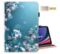 Dteck Galaxy Tab S9/S9 FE Case 2023,Case for Samsung Tab S8 2022 & S7 2020, Premium PU Leather Shock Proof Stand Folio Case with S Pen Holder Elastic Band Protective Soft TPU Tablet Case,Plum Blossom