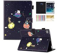 Dteck iPad 9.7 inch 2018 2017 Case, iPad Air 2 Case, PU Leather Case with Auto Sleep/Wake Function Wallet Case for Apple iPad 6, iPad Air 1/2, Space Animal