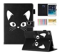 Dteck iPad 9.7 inch 2018 2017 Case/iPad Air Case/iPad Air 2 Case, PU Leather Folio Smart Cover with Auto Sleep Wake Multiple Stand Wallet Case for Apple iPad 6th / 5th Gen,iPad Air 1/2, Black Cat