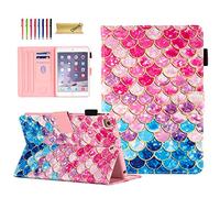 Dteck iPad Mini Case for iPad Mini 5 (2019)/ iPad Mini 4 (2015)/ iPad Mini 3 2 1 Case, Ultra Slim Leather Smart Cover Folio Multi-Angle Stand Case with Card Slot/Pencil Holder - Mermaid Wall