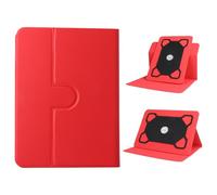 Dteck Ultra Thin Universal Tablet Case (9.6/9.7/10/10.1/10.2/10.3/10.4/10.5 Inch) with Rotating Stand, PU Leather Slim Folio Cover with Elastic Corner Straps, Lightweight Protective Flip Case, Red