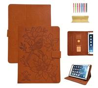 Dteck Universal 8 Inch Tablet Case, Folio Flip Lightweight Protective PU Leather Cute Embossed Cartoon Cover with Card Slots, Built-in Stand, for 7.9/8.0/8.3/8.4 Inch Touchscreen Tablet, Brown