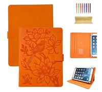 Dteck Universal 8 Inch Tablet Case, Folio Flip Lightweight Protective PU Leather Cute Embossed Cartoon Cover with Card Slots, Built-in Stand, for 7.9/8.0/8.3/8.4 Inch Touchscreen Tablet, Orange