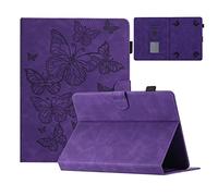 Dteck Universal Case for 7 Inch Android Tablet/Samsung Galaxy Tab E/3/4/A 7.0 Inch/Fire 7 Tablet/Kindle Oasis 7" /Paperwhite 6.8" - Cute Butterfly Leather Folio Case with Stand/Card Slots (Purple)