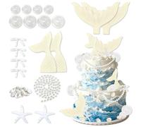 DTESL 34pcs Ocean Cake Topper,For Ocean themed party,Birthday Wedding Baby Shower Party Decoration,Summer Beach Theme Under the Sea Party decorations Cake Topper Party Supplies