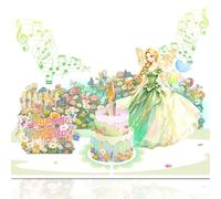 DTESL 3D Greeting Pop Up Birthday Card with light and music, Fairy card For Girls, Daughter, Granddaughter, Niece, Toddler, with Envelope, Message Card - Open it play: plays hit song 'Happy Birthday'