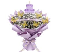 DTESL DIY Birthday Money Bouquet,Happy Birthday Money Bouquet,Personalized Customized Gift Ideas-for Birthday Unique Surprise Gift (Purple)