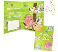 DTESL Easter Card，music easter “Eggs are ready, joy has hatched!” Funny Card, with Envelopes Cross Cards Religious He Is Risen Cards Spring Jesus Cross Inspiring Bible Alleluia Cards for Christians