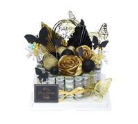 DTESL Gifting Cash Gift Boxes,Happy Birthday Day Money Gift Box,Money Flower Cake Fake Cake Gift Box，for Birthday/Valentine's Day Unique Surprise Gift (Black Gold-one tier)