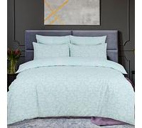 DTEX HOMES 100% Pure Egyptian Cotton Printed Reversible Duvet Quilt Cover Set, Istanbul Duck Egg - Double
