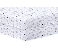DTEX HOMES 2 x Cot Bed Sheets Super Soft Breathable Polycotton Fitted Sheet 140 x 70 cm (Stars)
