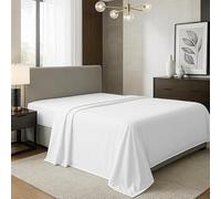 DTEX HOMES 2 x Flat Sheets Single Size 100% Egyptian Cotton White Bed Sheet 400 Thread Count Hotel Quality Bedding - Breathable Luxury Hotel Quality Sheets (Single)