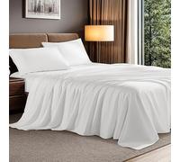 DTEX HOMES 4 Piece Bed Sheet Set Super King- 1 x Fitted Sheet,1 x Flat Sheet with 2 Pillow Cases 50x75-200 thread Count 100% Egyptian Cotton Super Soft Luxury Hotel Quality Bedding Set