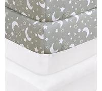 DTEX HOMES 4 x Cot Bed Fitted Sheets 100% Cotton 200 Thread Count Luxury Cot Sheets, Cot Bed 60 x 120 CM - White-Sleeping Moon