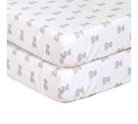 DTEX HOMES 4 x Cot Bed Fitted Sheets 100% Cotton 200 Thread Count Luxury Cot Sheets, Cot Bed 70 x 140 CM - Teddy Grey