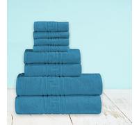 DTEX HOMES 8 Piece Towel Set 100% Egyptian Cotton 600 GSM, 2 Bath Towels, 2 Hand Towels, 4 Washcloths - Teal