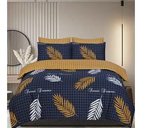 DTEX HOMES Double Duvet Set 100% Pure Cotton Reversible Printed Hotel Quality Duvet Cover Ultra Soft Easy Care double bedding Set Super Soft and Luxury Duvet Cover Sets (Sweet Dreams Mustard)