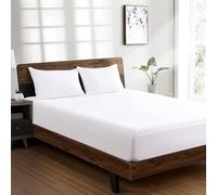 DTEX HOMES Fitted Sheets 400 Thread Count 30cm/12Inch deep 100% Egyptian Cotton Hotel Quality Soft Sateen Fitted Bed Sheets(Super King-White)