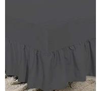 DTEX HOMES Frilled Valance 4ft Deep Fitted Sheet 40cm Drop Soft Microfiber Stylish Breathable & Durable(Grey-4ft Small Double)