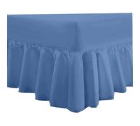 DTEX HOMES Frilled Valance King Deep Fitted Sheet 40cm Drop Soft Microfiber Stylish Breathable & Durable(Mid Blue-King)