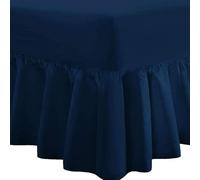 DTEX HOMES Frilled Valance King Deep Fitted Sheet 40cm Drop Soft Microfiber Stylish Breathable & Durable(Navy Blue-King)