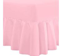 DTEX HOMES Frilled Valance King Deep Fitted Sheet 40cm Drop Soft Microfiber Stylish Breathable & Durable(Pink-King)