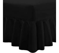 DTEX HOMES Frilled Valance Single Extra Deep Fitted Sheet 40cm Drop Soft Microfiber Stylish Breathable & Durable(Black-Single)